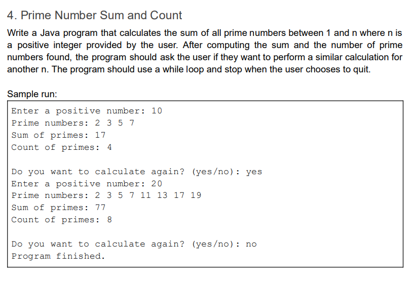 Write a Java program that calculates the sum of