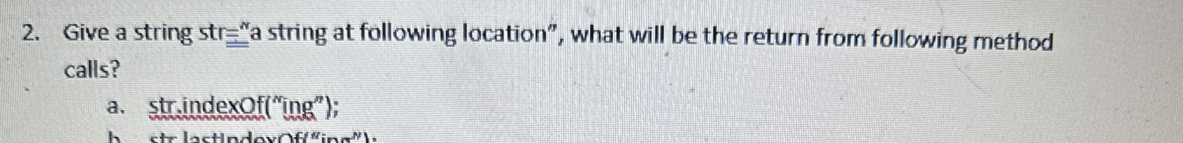 Give a string str = "a string at following