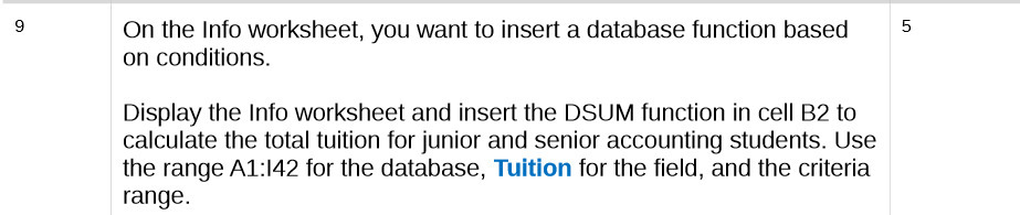 On the Info worksheet, you want to insert a
