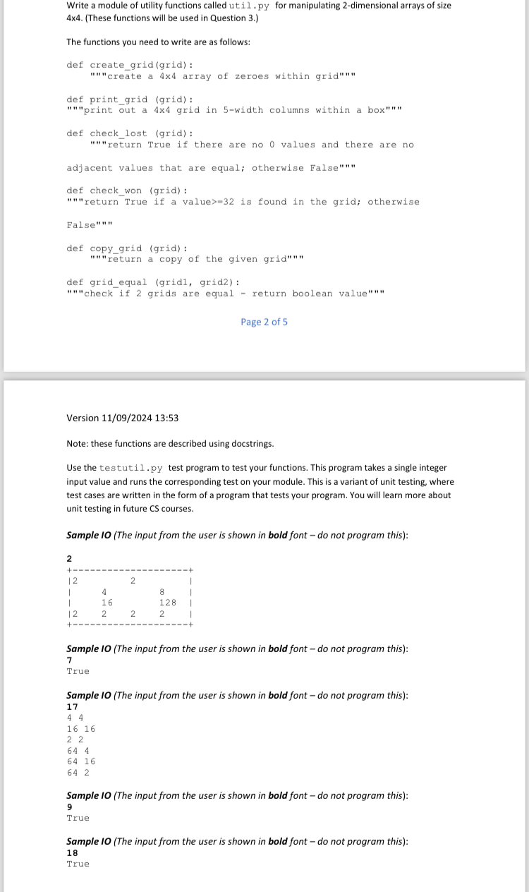 Write a module of utility functions called util.