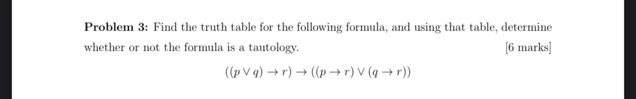 Problem 3 : Find the truth table for the