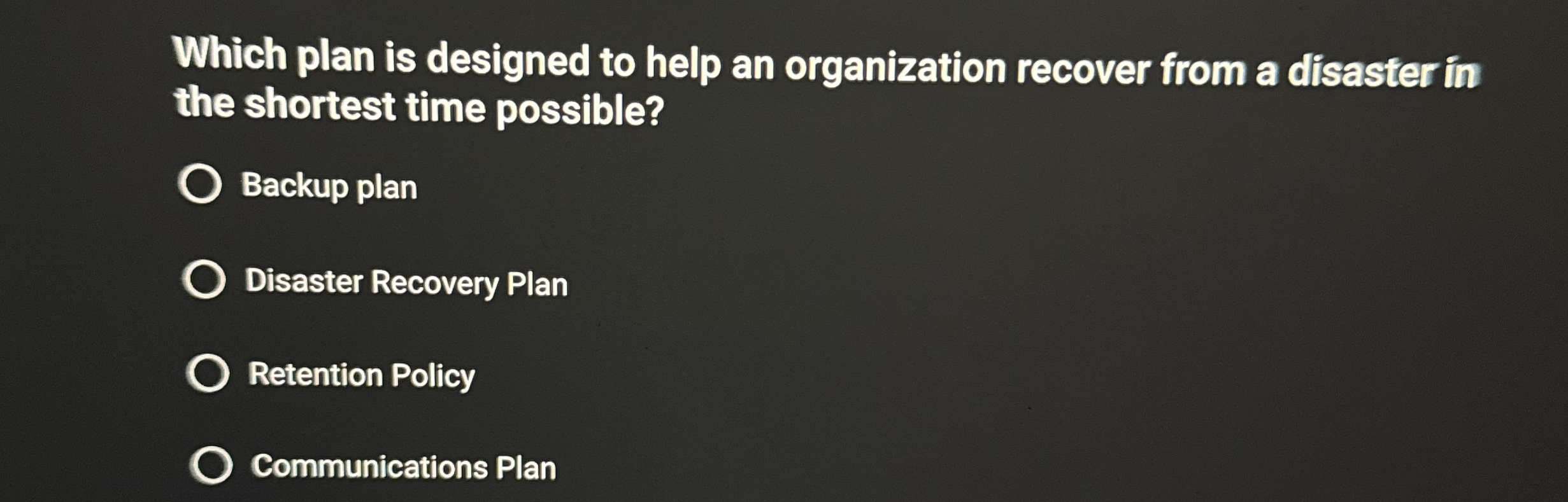 Which plan is designed to help an organization