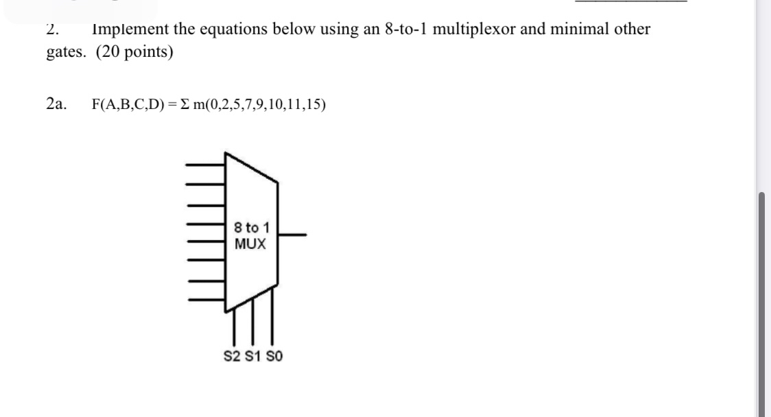 Implement the equations below using an 8 - to - 1
