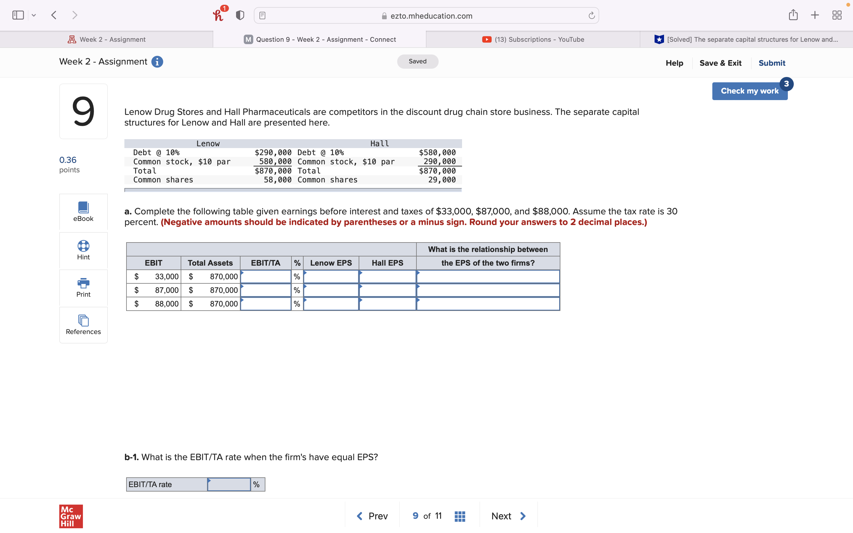 E V ezto.mheducation.com C + 88 A Week 2 -