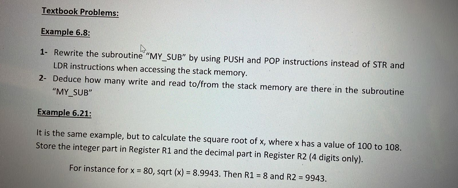 SOLVE Example 6 . 8 , Question 2 AND EX: 6 : 2 1
