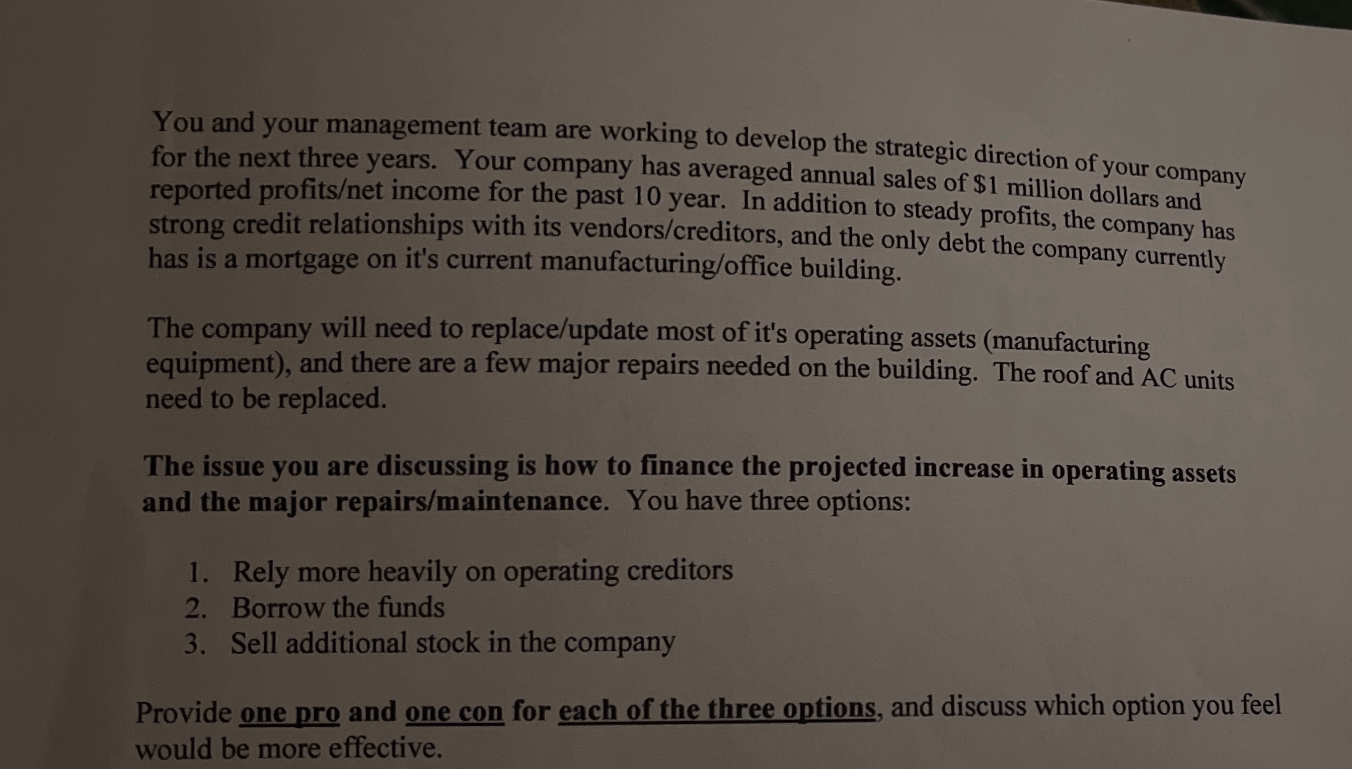 You and your management team are working to