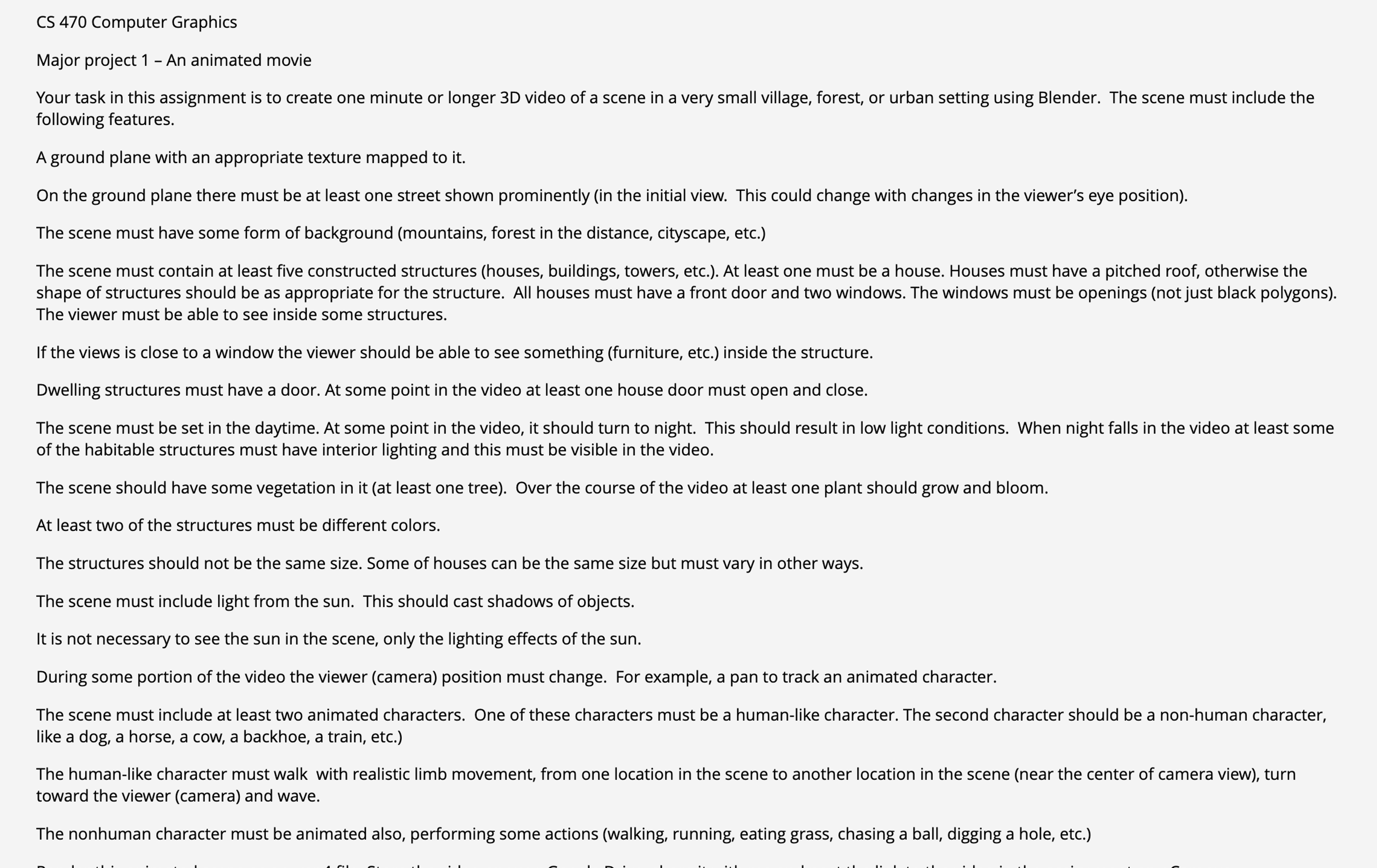 CS 4 7 0 Computer Graphics Major project 1 - An