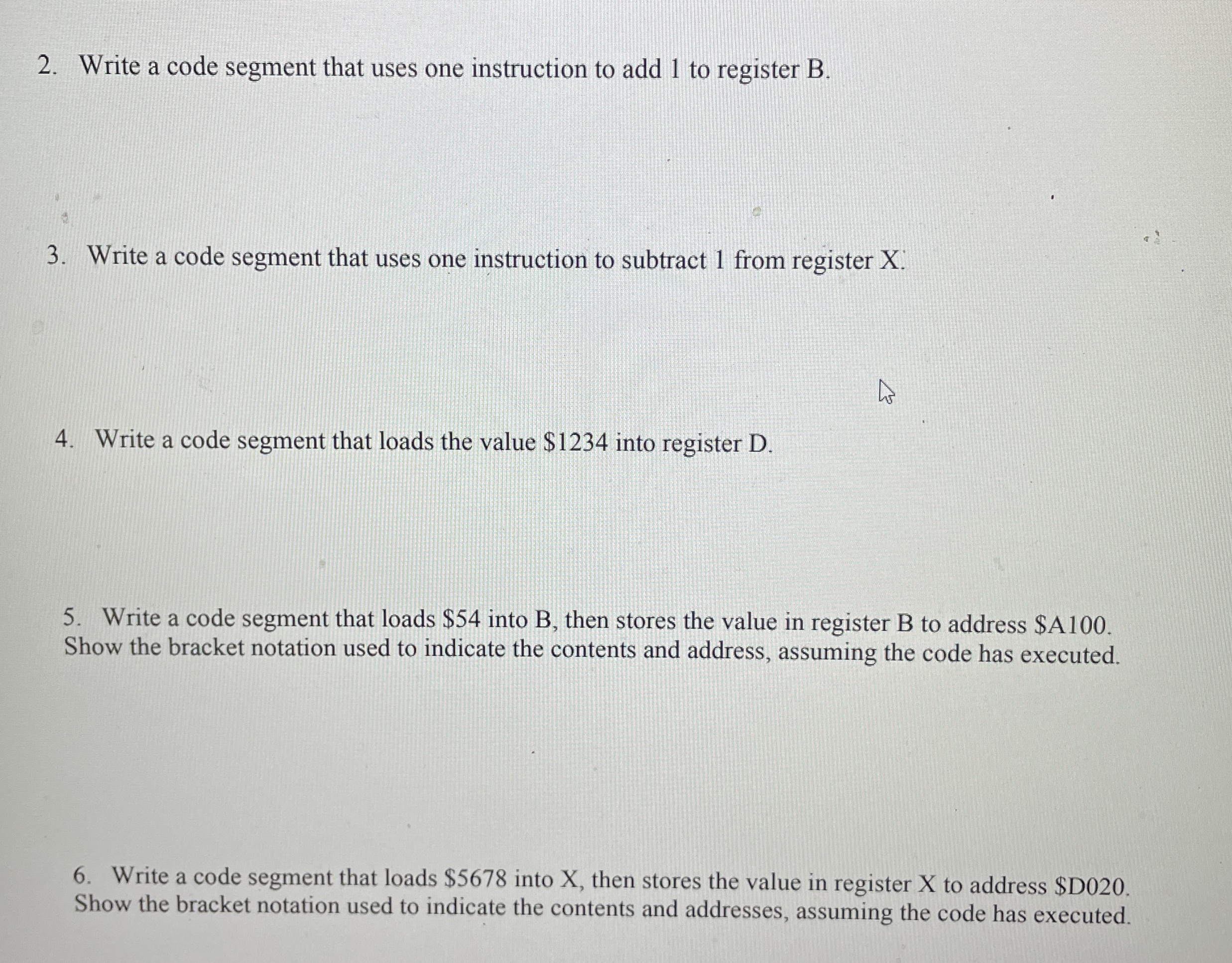 CODE IN ASSEMBLY PLEASE Write a code segment that