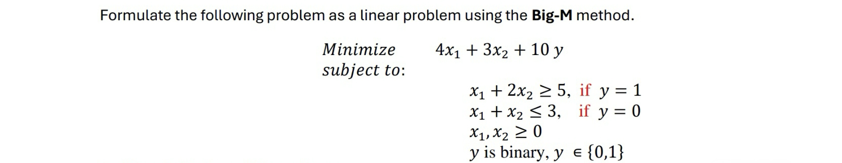 Formulate the following problem as a linear