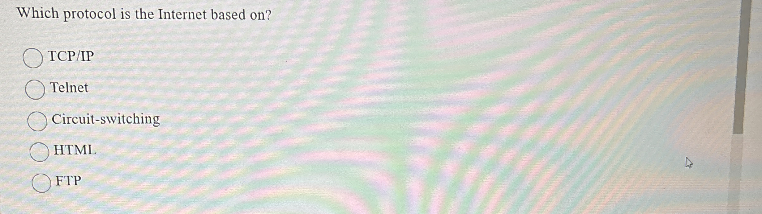 Which protocol is the Internet based on ? TCP /