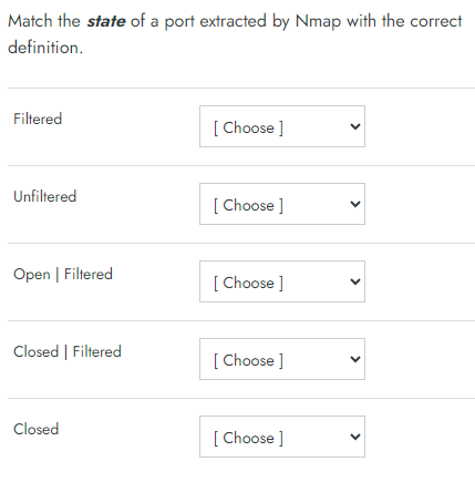 Match the state of a port extracted by Nmap with