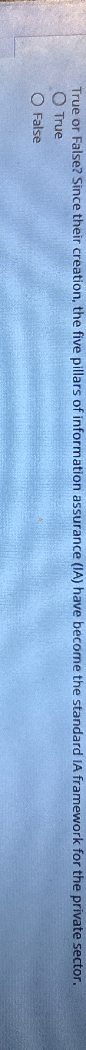 True or False? Since their creation, the five