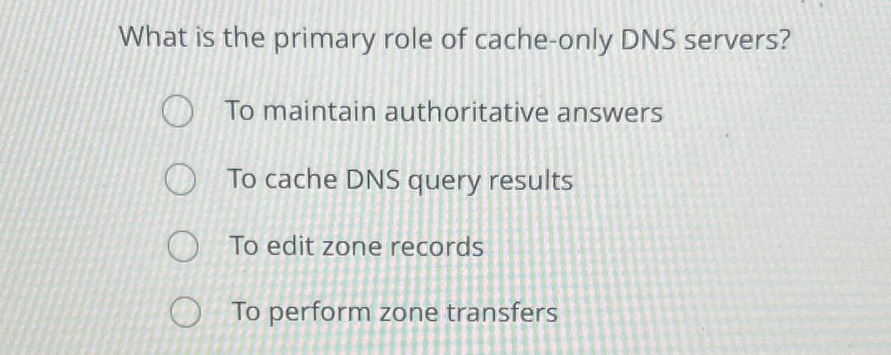 What is the primary role of cache - only DNS