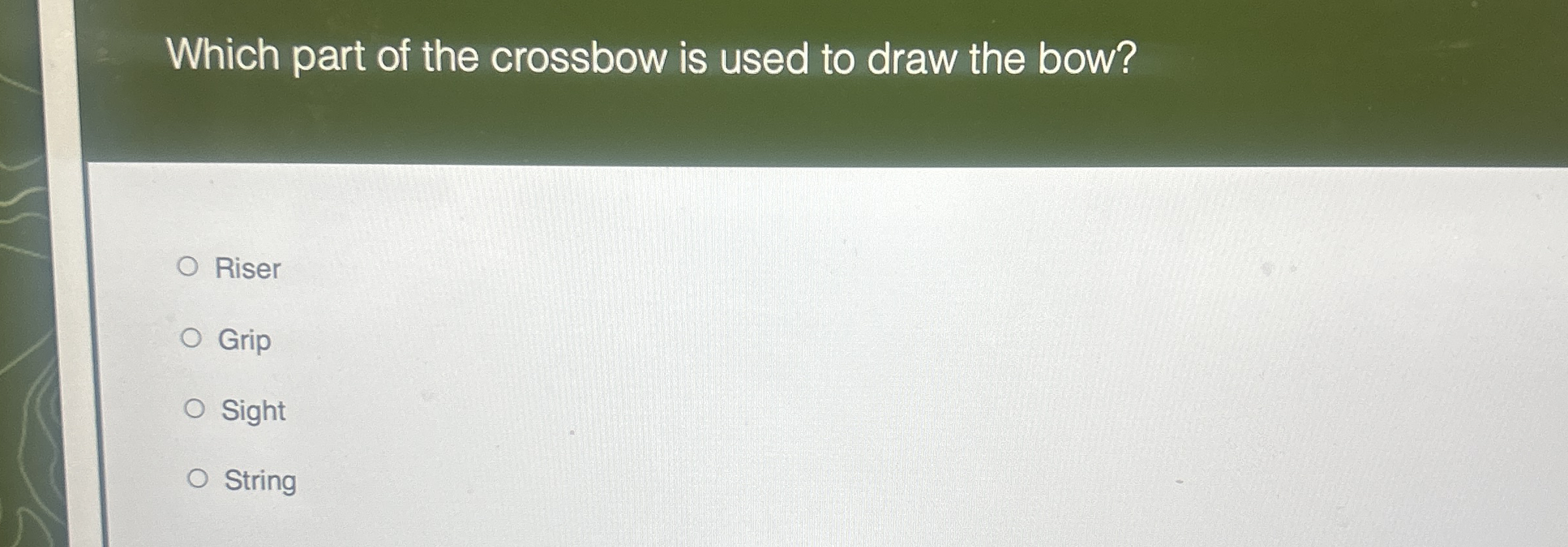 Which part of the crossbow is used to draw the