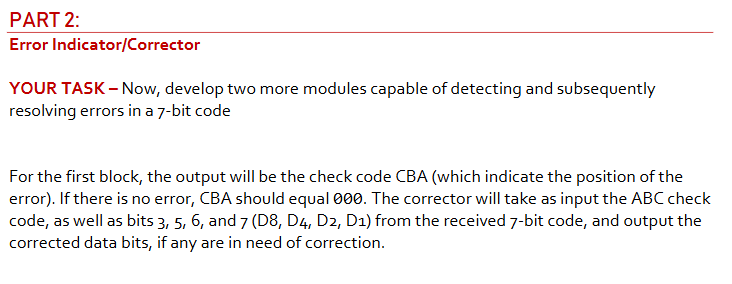 PART 2 : Error Indicator / Corrector YOUR TASK -