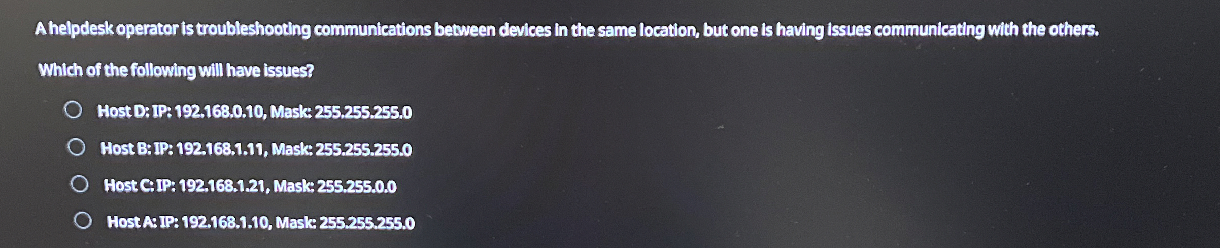 A helpdesk operator is troubleshooting