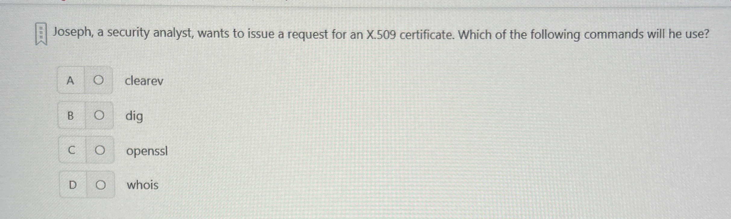 Joseph, a security analyst, wants to issue a