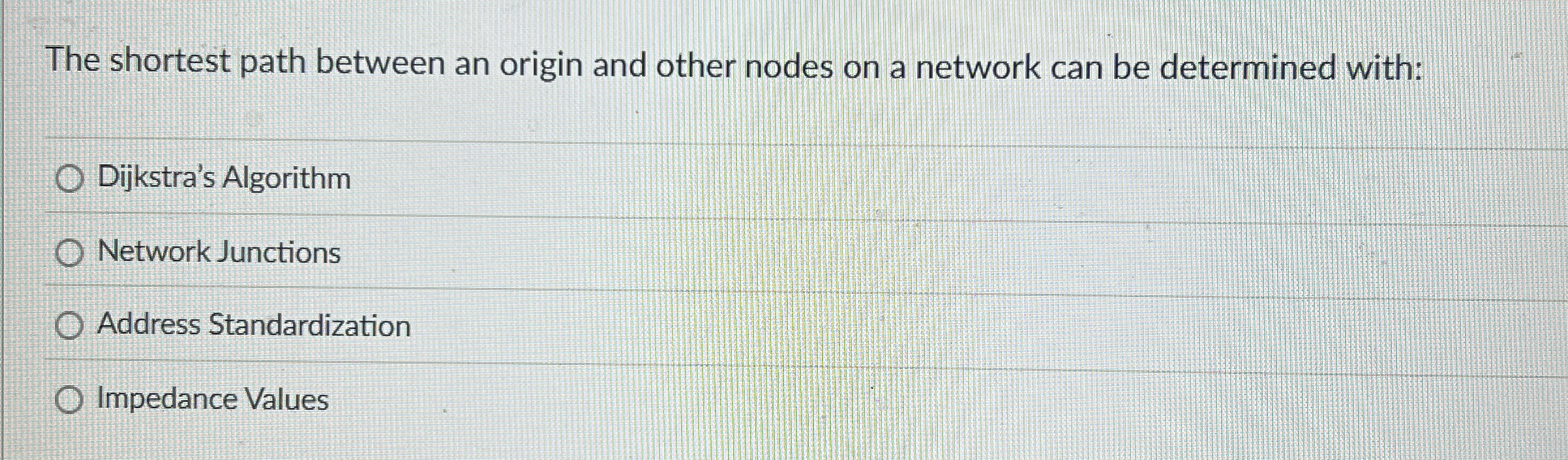 The shortest path between an origin and other