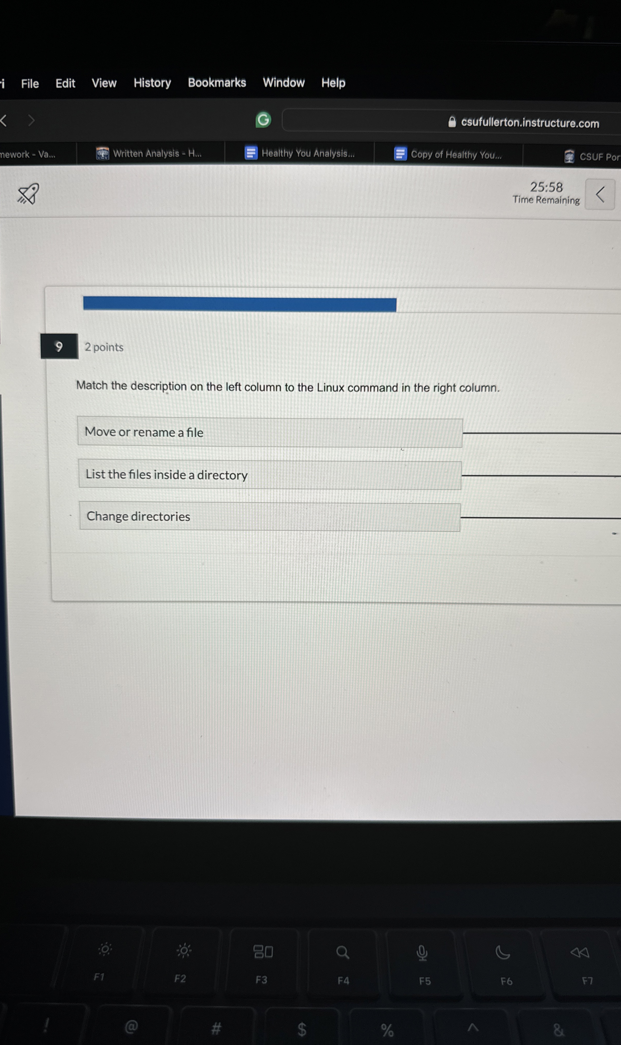 2 points Match the description on the left column