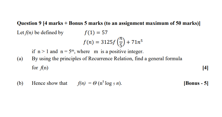 Question 9 [ 4 marks + Bonus 5 marks ( to an