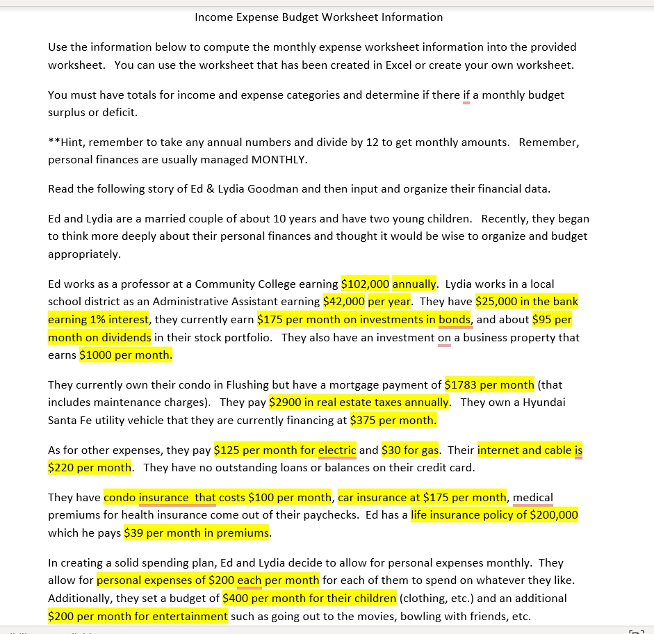 Please read the instructions and the data