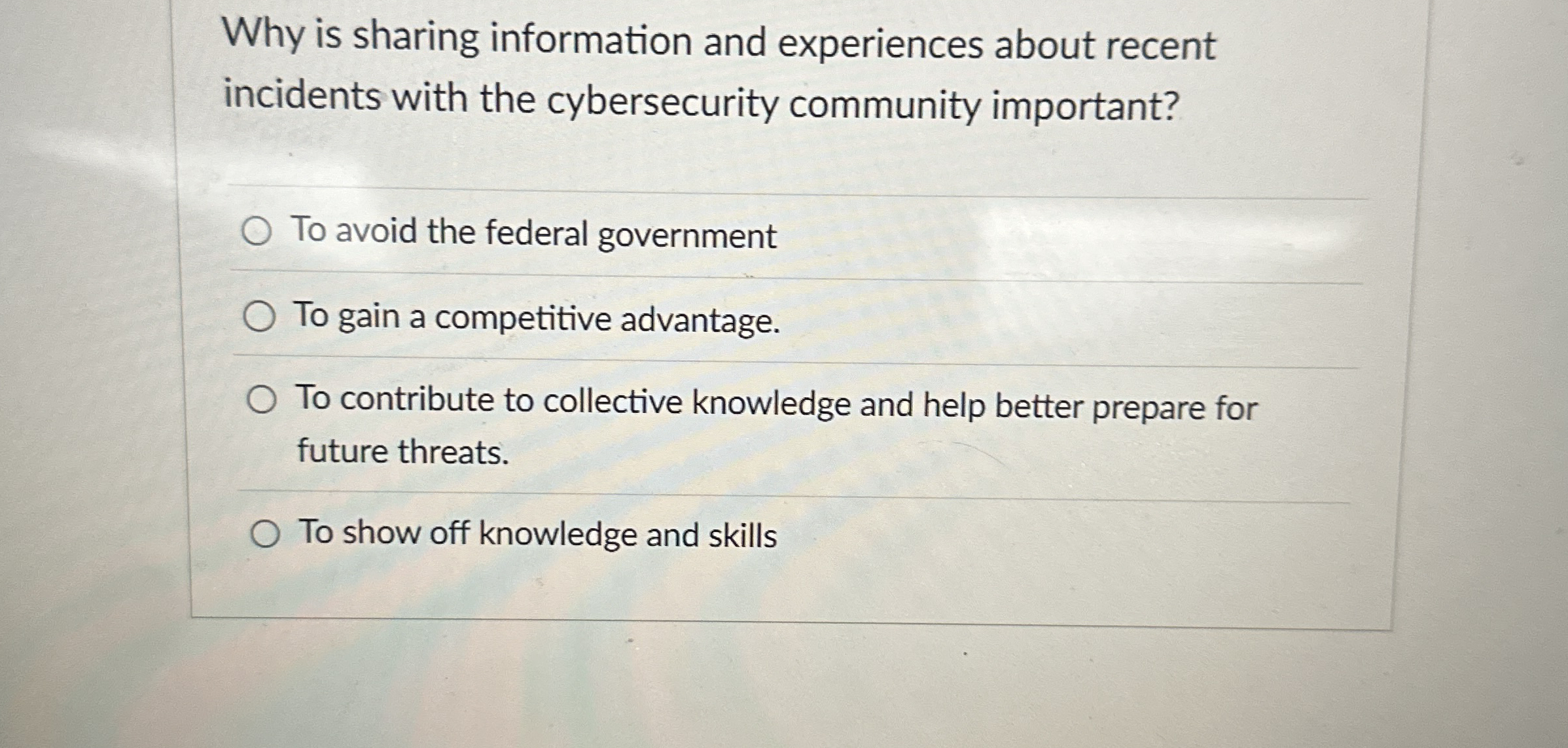 Why is sharing information and experiences about