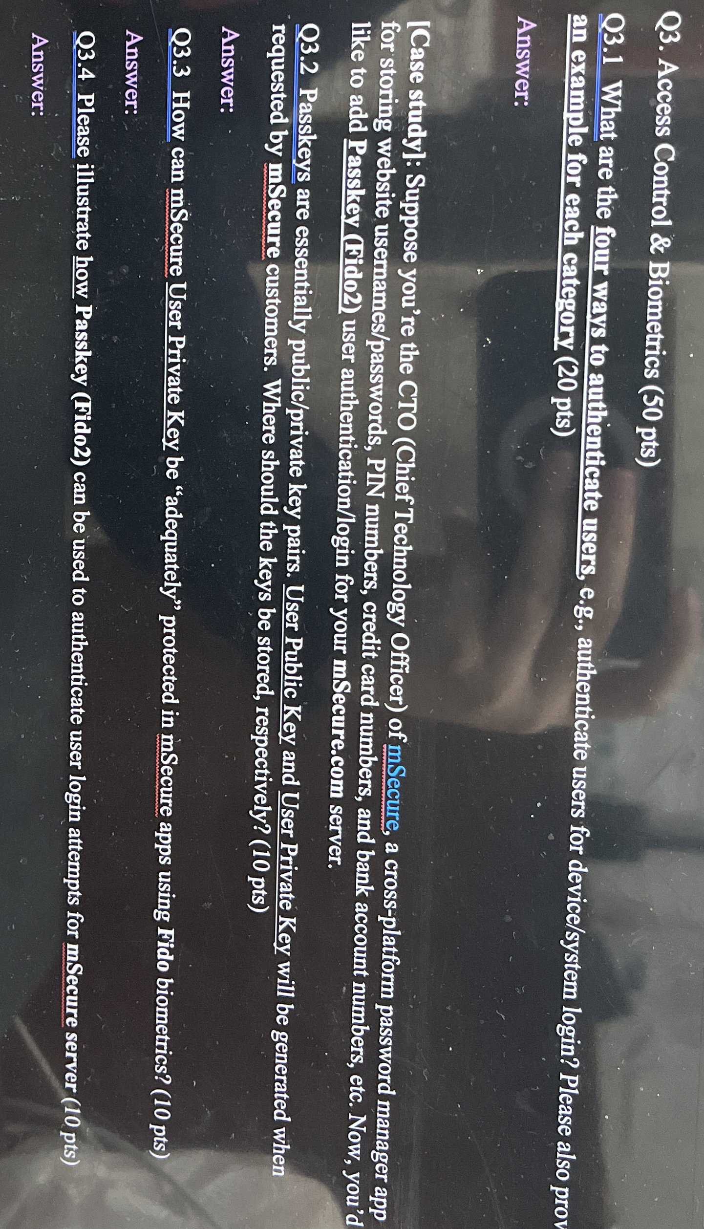 Q 3 . Access Control & Biometrics ( 5 0 pts ) Q 3