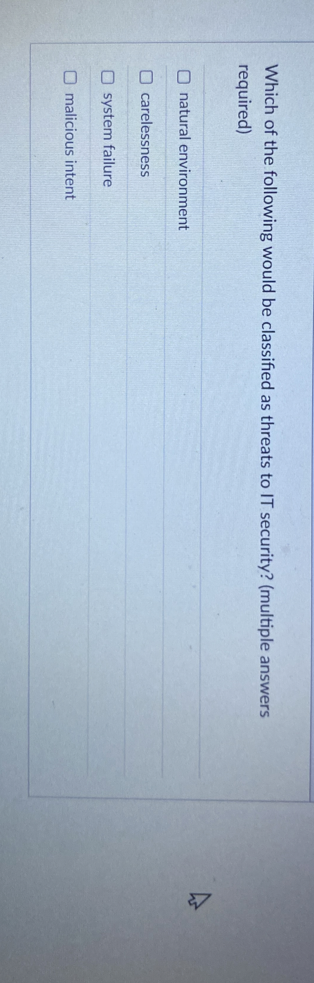 Which of the following would be classified as