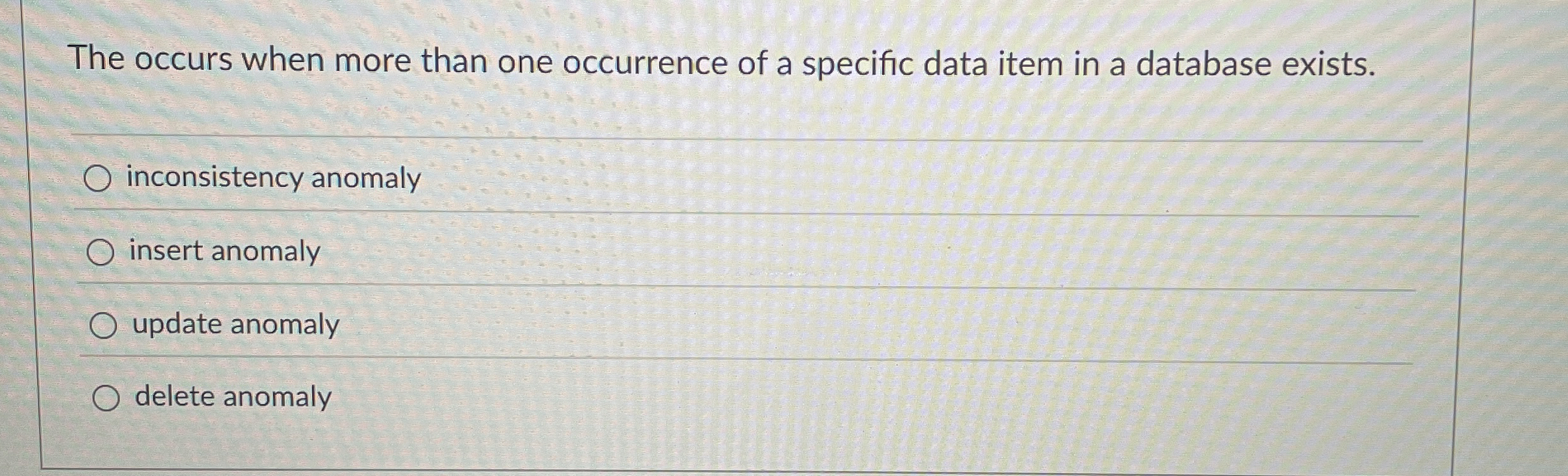 The occurs when more than one occurrence of a