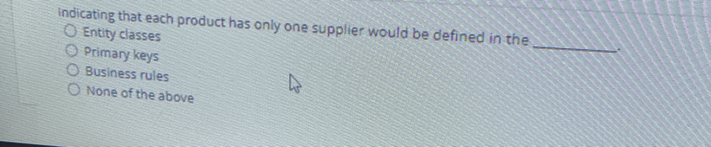 Indicating that each product has only one