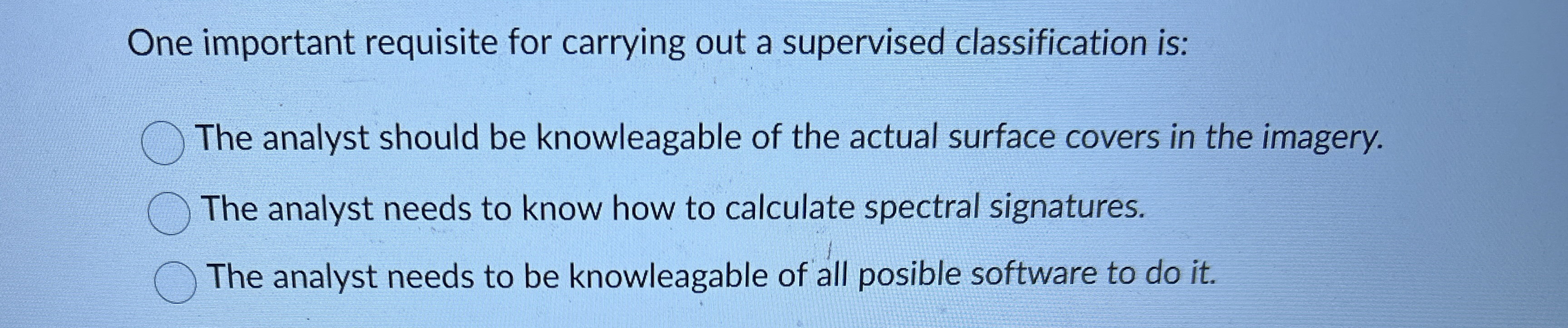 One important requisite for carrying out a