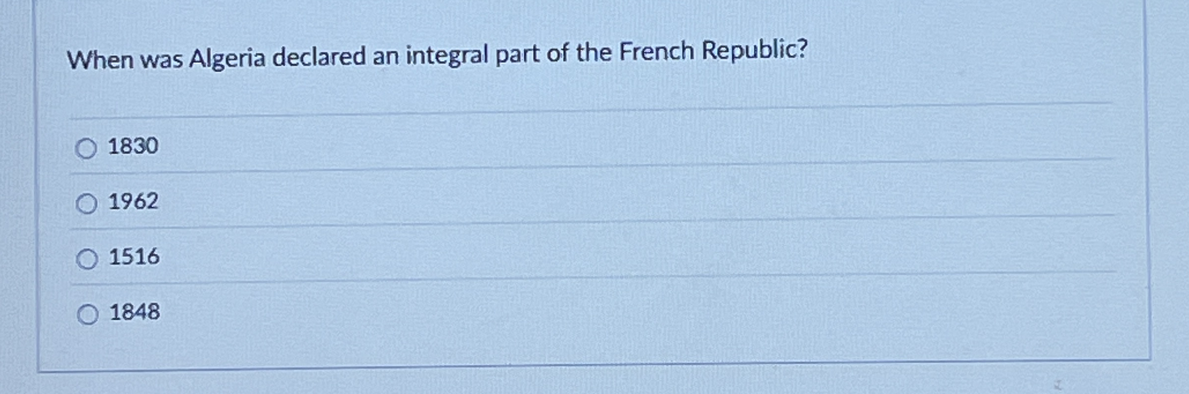 When was Algeria declared an integral part of the