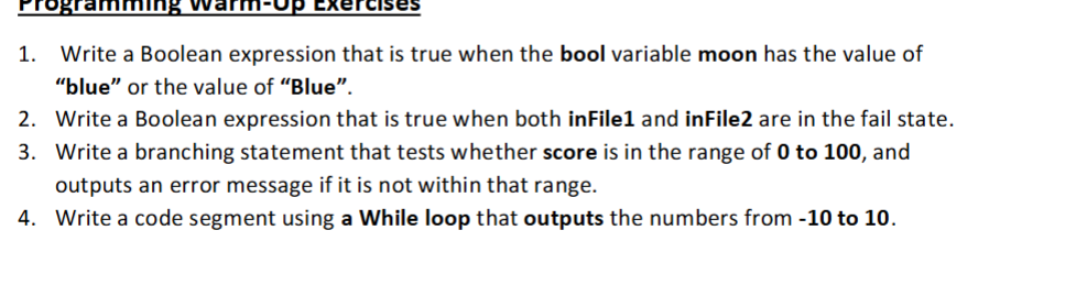 1 . Write a Boolean expression that is true when