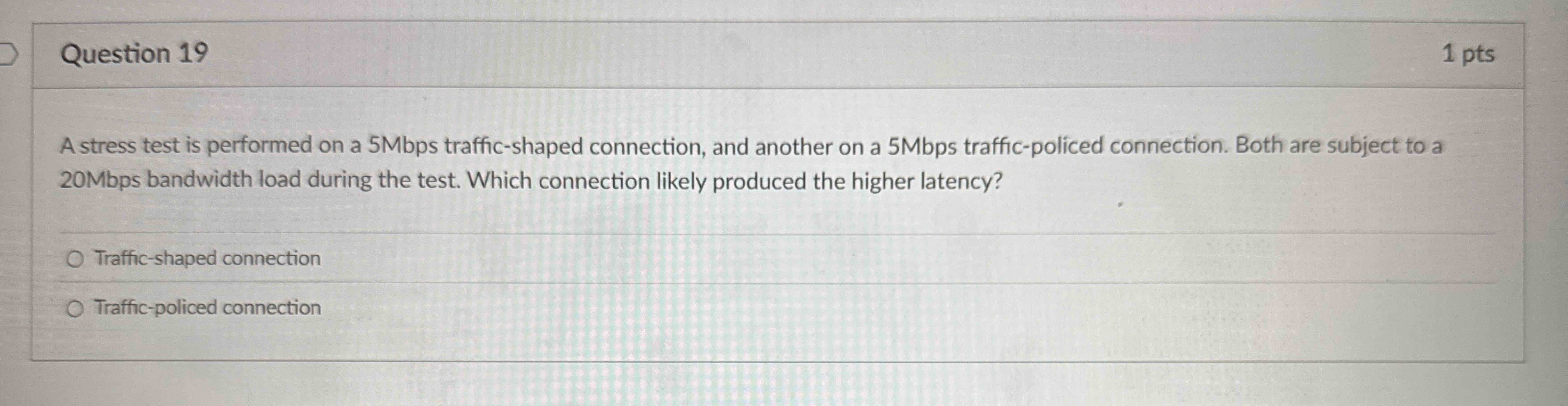 Question 1 9 A stress test is performed on a 5