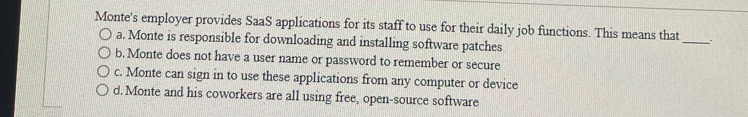 Monte's employer provides SaaS applications for