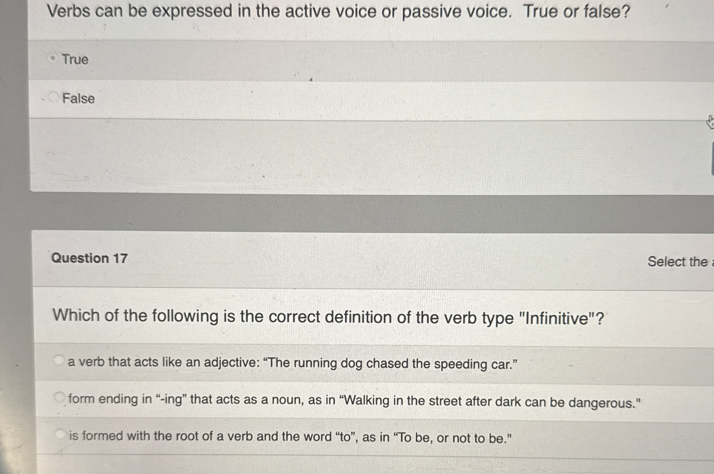 Verbs can be expressed in the active voice or