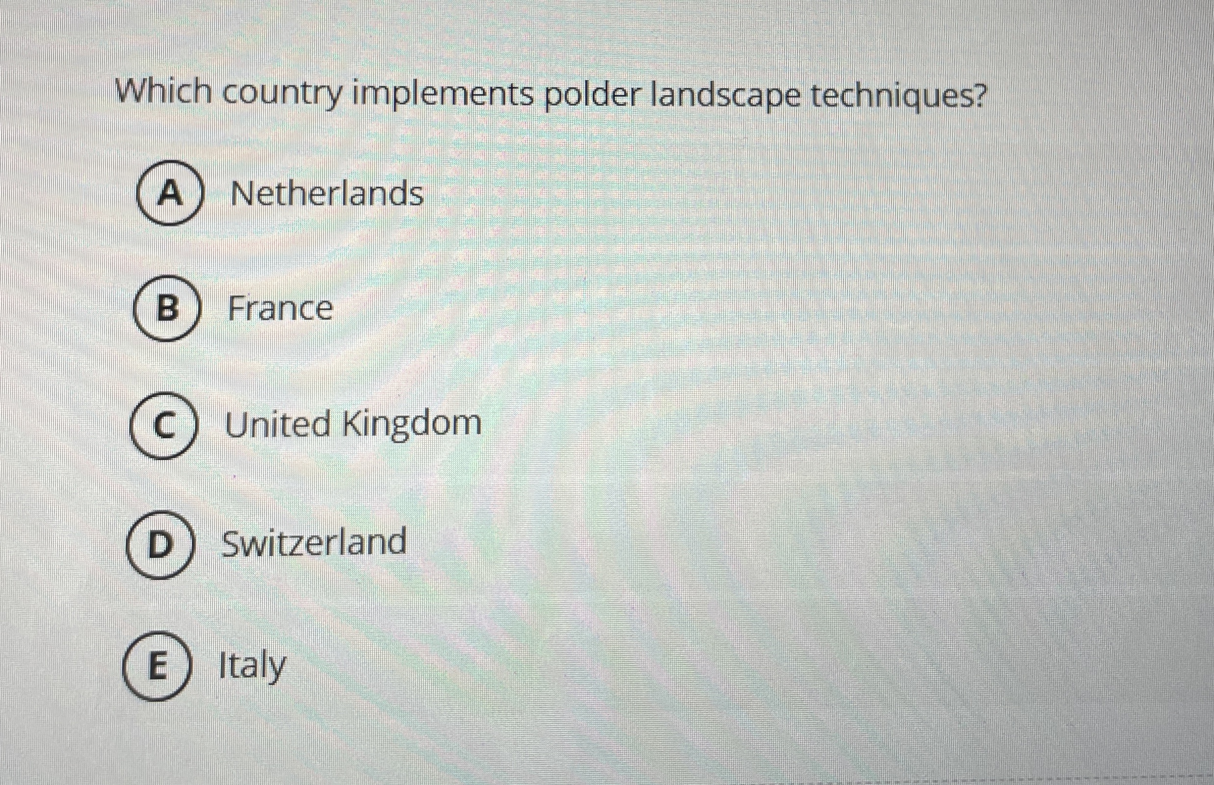 Which country implements polder landscape