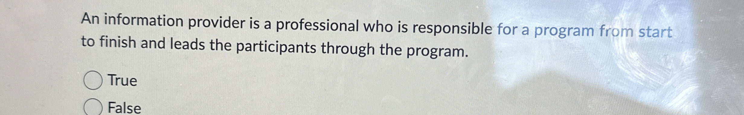 An information provider is a professional who is