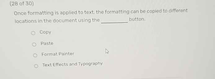 ( 2 8 of 3 0 ) Once formatting is applied to