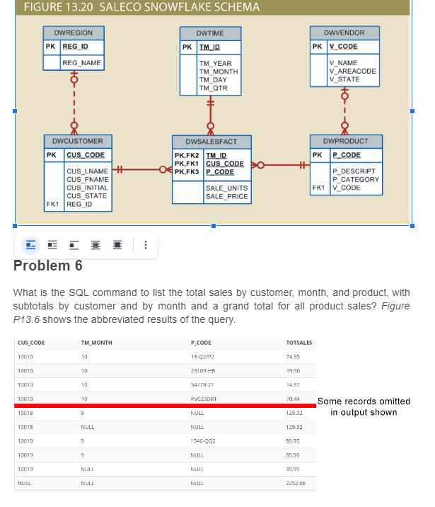 FIGURE 1 3 . 2 0 SALECO SNOWFLAKE SCHEMA Problem