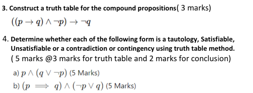 Construct a truth table for the compound