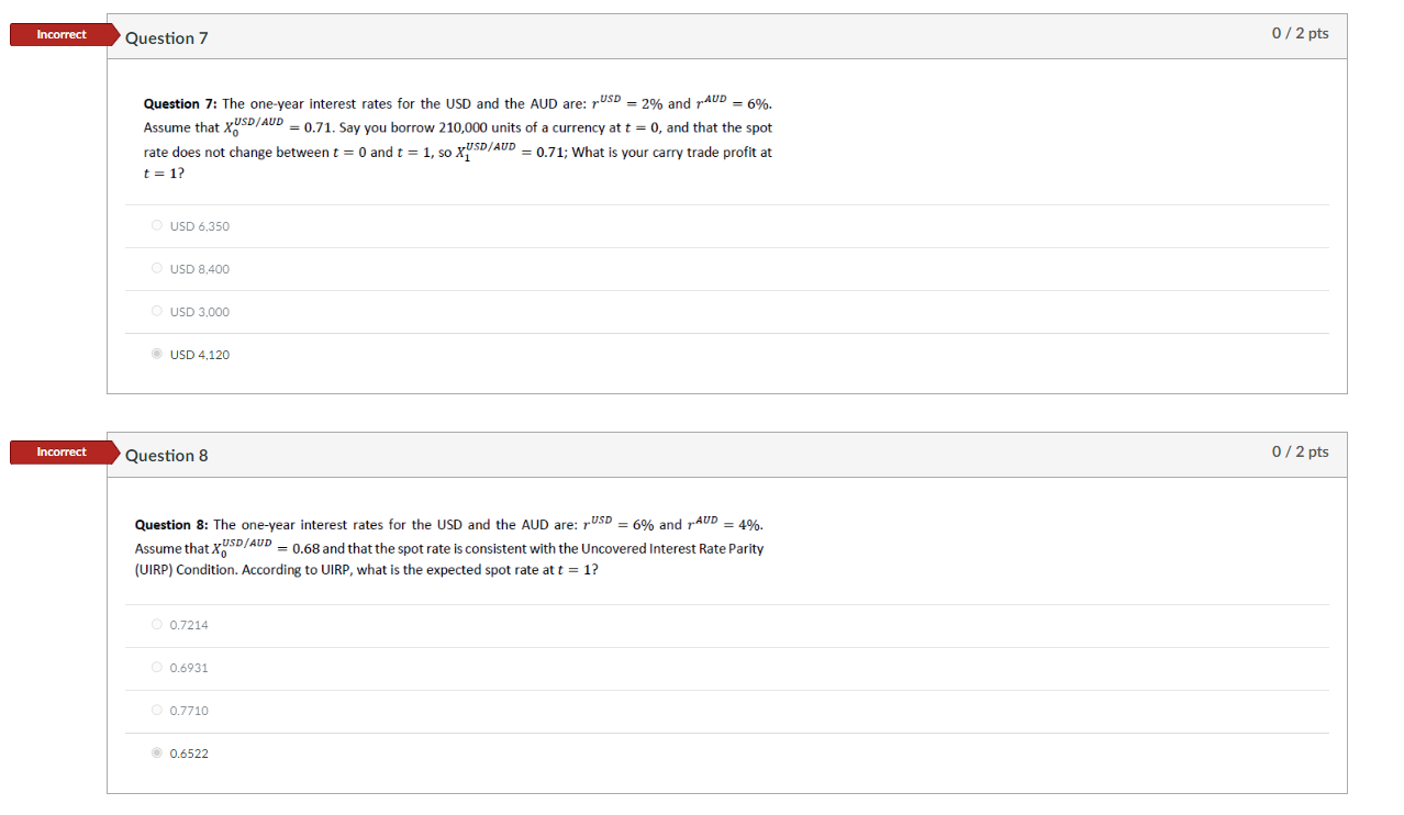 Incorrect Question 7 0 / 2 pts Question 7: The