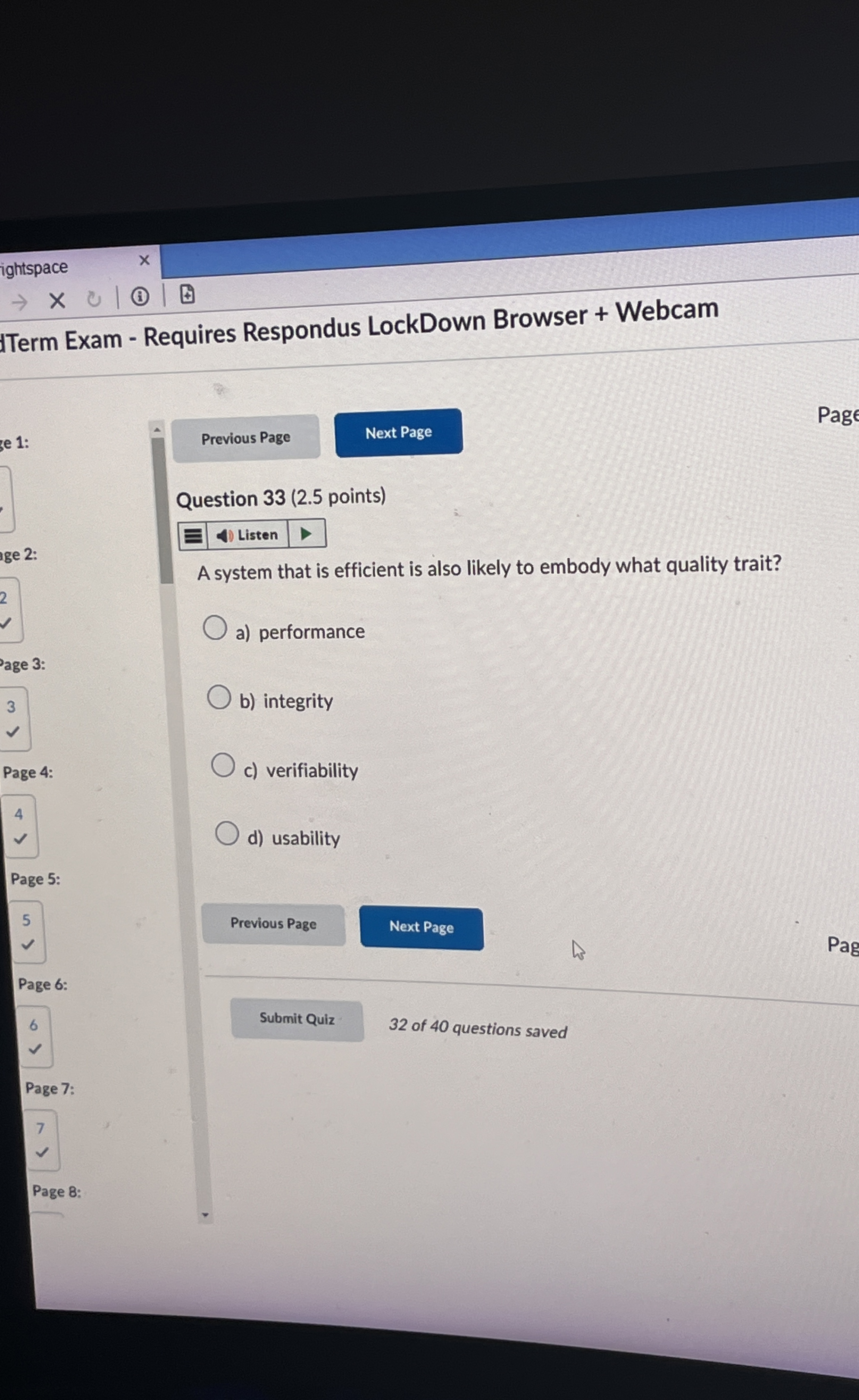 Question 3 3 ( 2 . 5 points ) A system that is