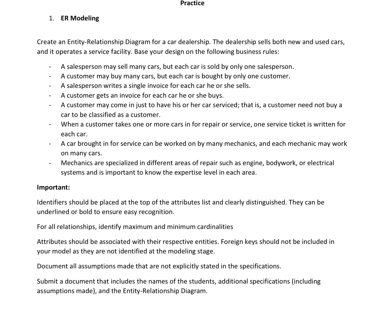 Practice ER Modeling Create an Entity -