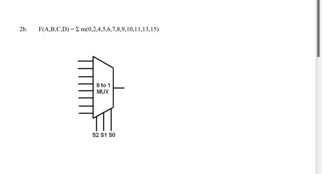Using 8 to 1 multiplexor . , F ( A , B , C , D )