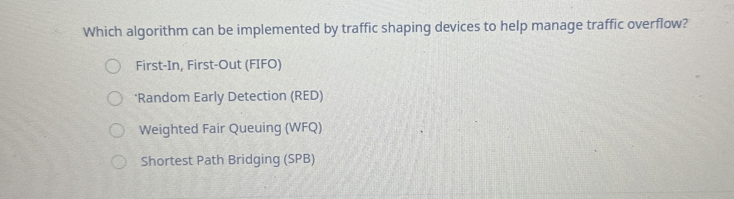 Which algorithm can be implemented by traffic