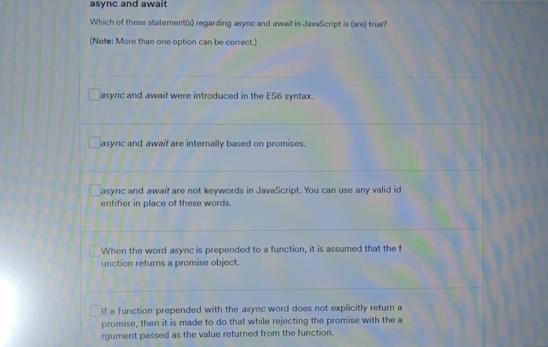 async and await Which of these statement ( s )