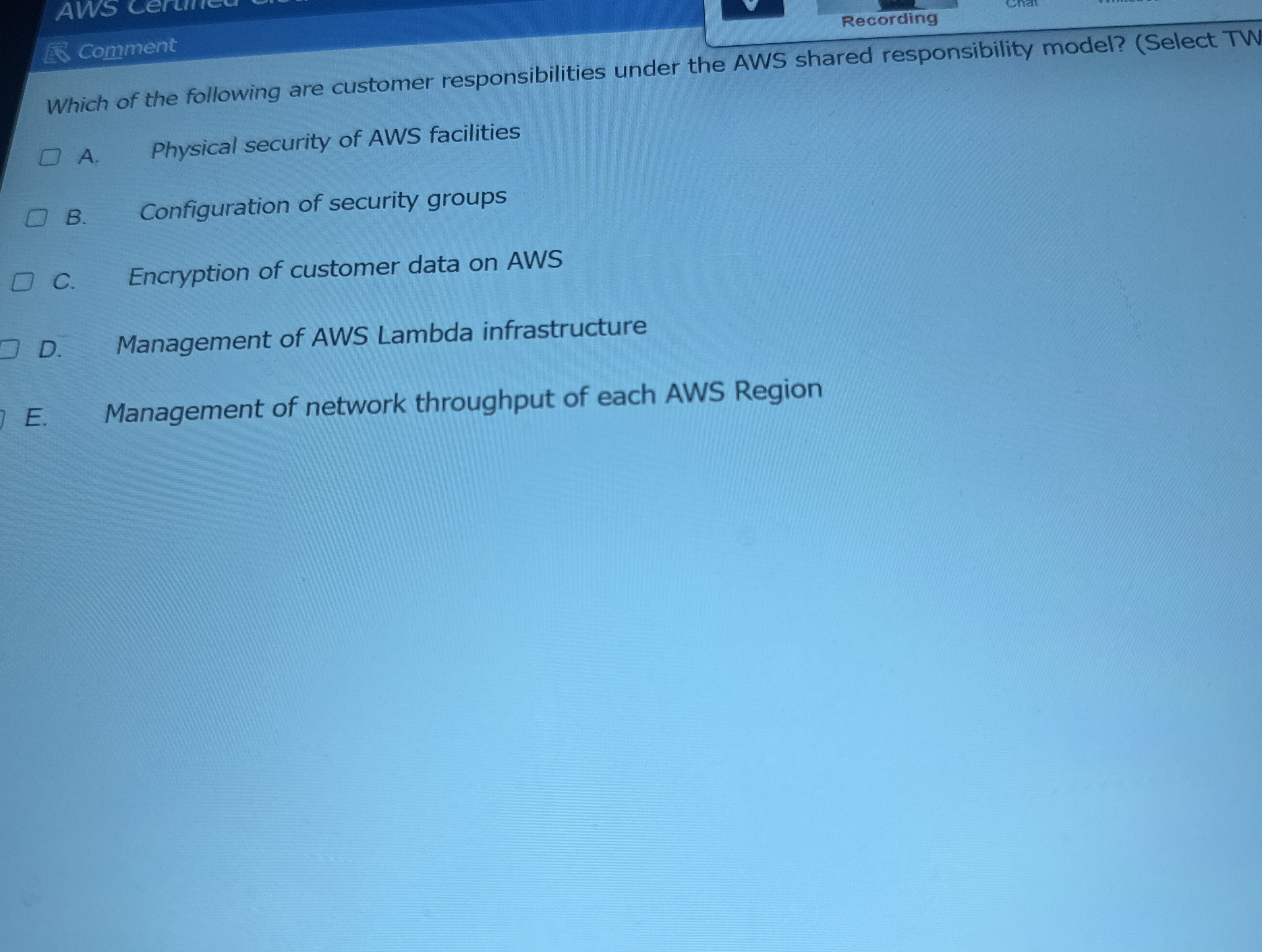 Which of the following are customer