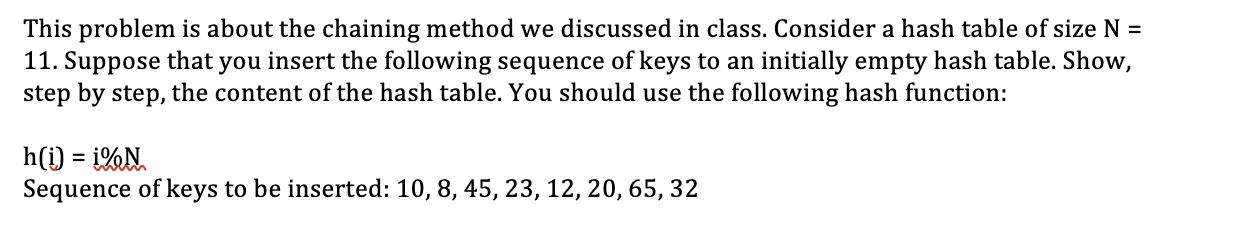 This problem is about the chaining method we