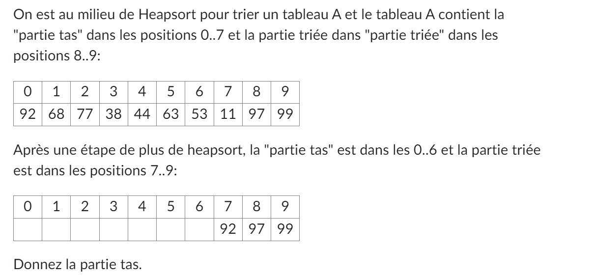 On est au milieu de Heapsort pour trier un